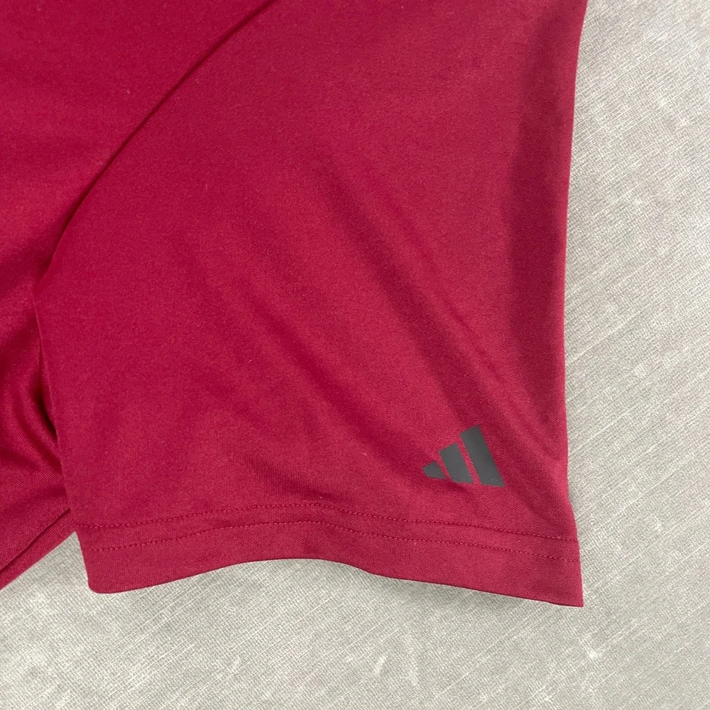 Adidas Mens 2XL Burgundy Short Sleeve Performance Polo Shirt Logo Activewear